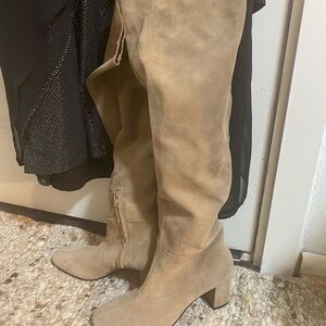 Tan Suede over the Knee-High Boots